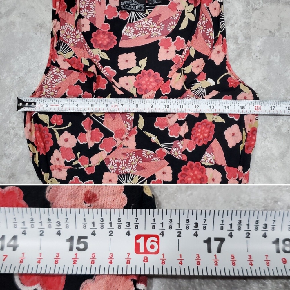 Women's y2k Fairy Floral Pink & Black Midi Dress Angie Ruffle Size M - Picture 11 of 12